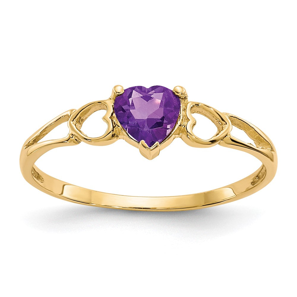 10K Gelbgold Ring mit poliertem echtem Amethyst-Geburtsstein