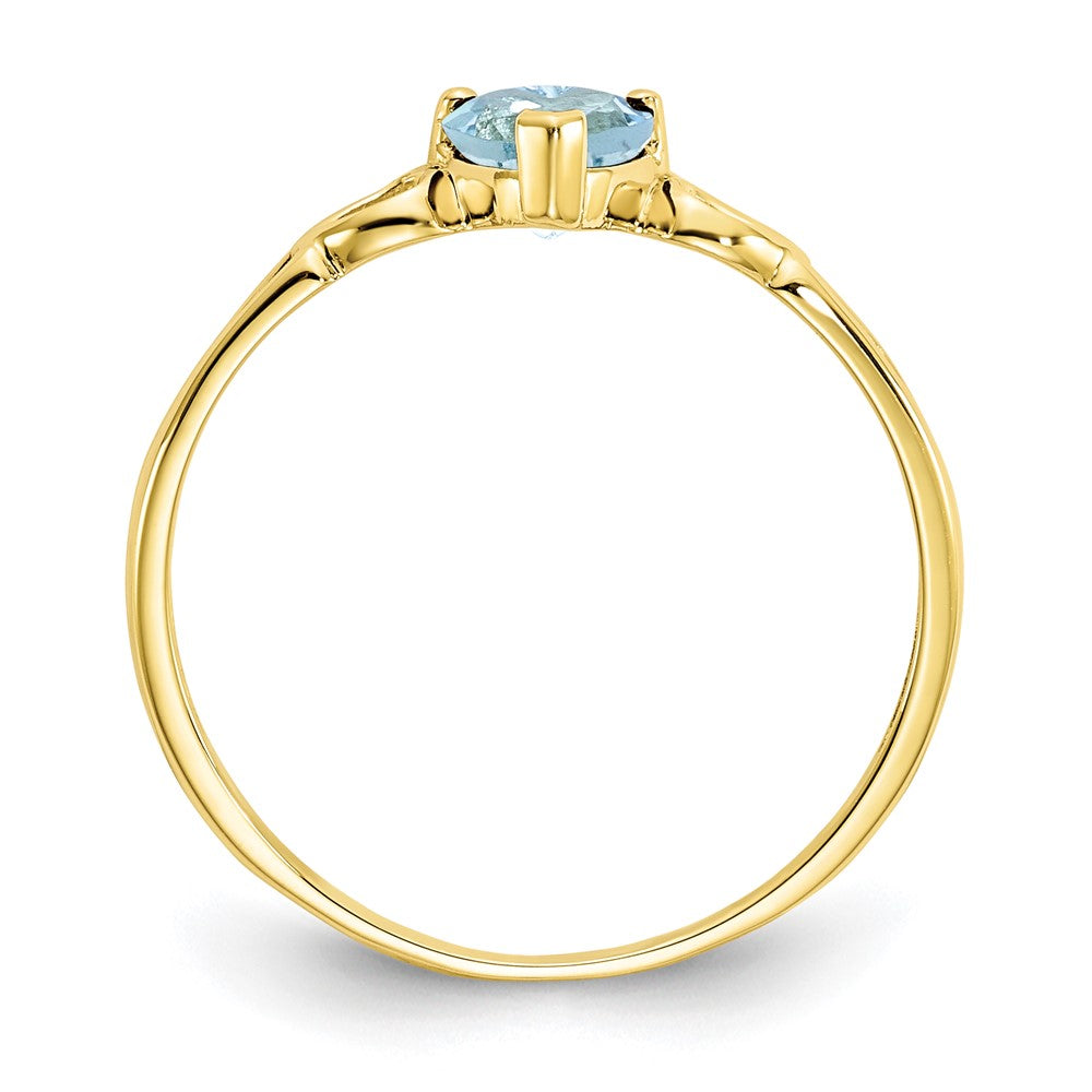 Geburtsstein-Ring aus 10K Gelbgold, poliert, mit echtem Aquamarin
