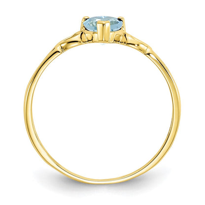 Geburtsstein-Ring aus 10K Gelbgold, poliert, mit echtem Aquamarin
