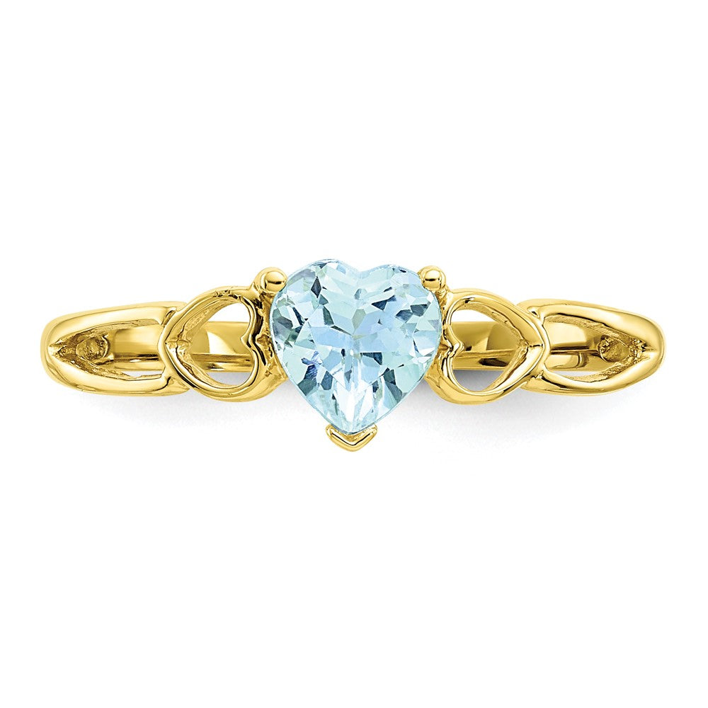 Geburtsstein-Ring aus 10K Gelbgold, poliert, mit echtem Aquamarin