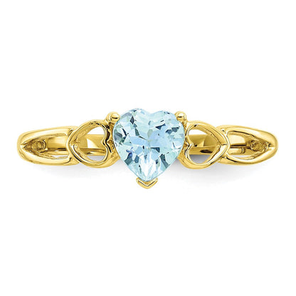 Geburtsstein-Ring aus 10K Gelbgold, poliert, mit echtem Aquamarin