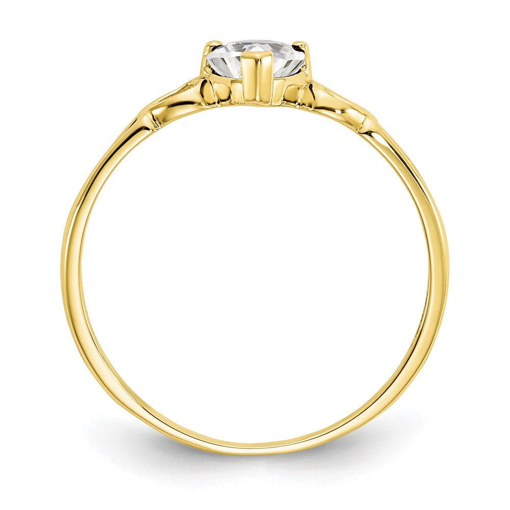 10K Gelbgold Ring mit poliertem echtem Weißtopas-Geburtsstein