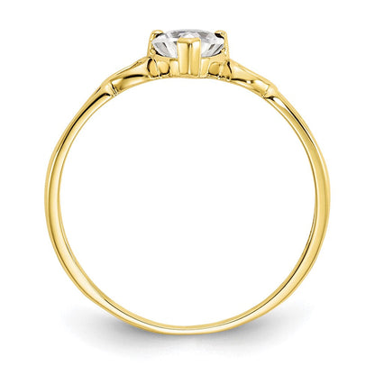10K Gelbgold Ring mit poliertem echtem Weißtopas-Geburtsstein