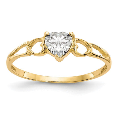10K Gelbgold Ring mit poliertem echtem Weißtopas-Geburtsstein