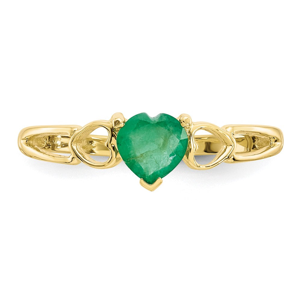 10K-Gelbgold-Ring mit poliertem echtem Smaragd-Geburtsstein