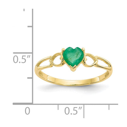 10K-Gelbgold-Ring mit poliertem echtem Smaragd-Geburtsstein