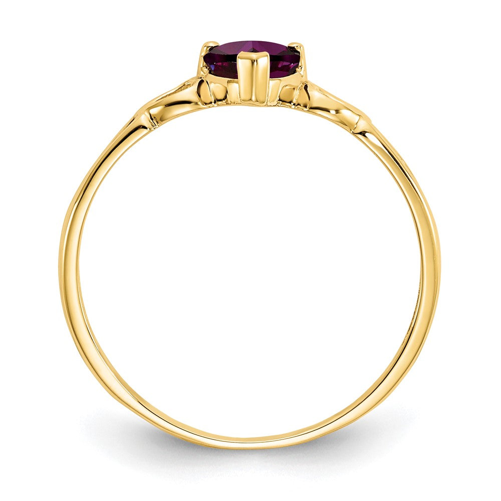 10K Gelbgold Ring mit poliertem echtem Rhodolith-Granat-Geburtsstein