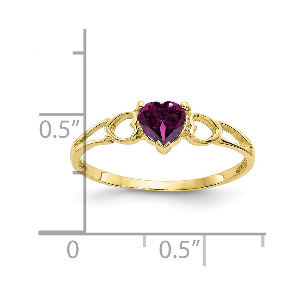 10K Gelbgold Ring mit poliertem echtem Rhodolith-Granat-Geburtsstein