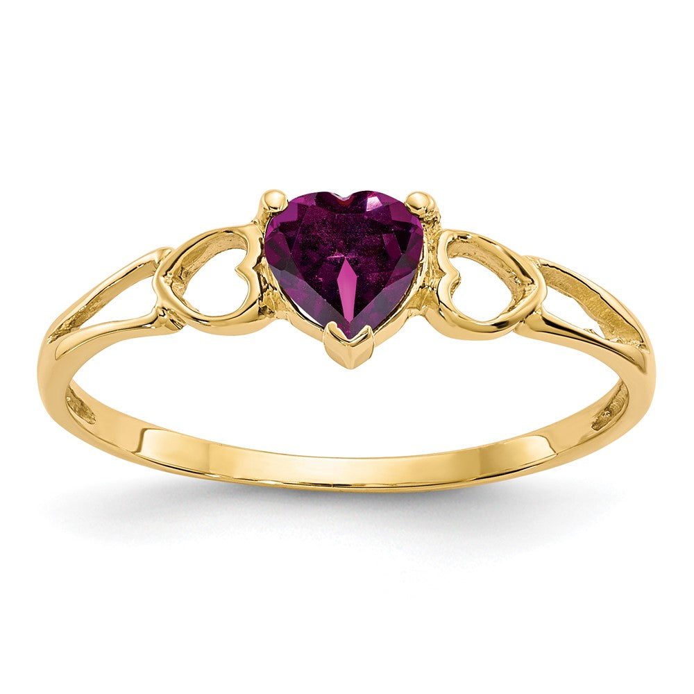 10K Gelbgold Ring mit poliertem echtem Rhodolith-Granat-Geburtsstein