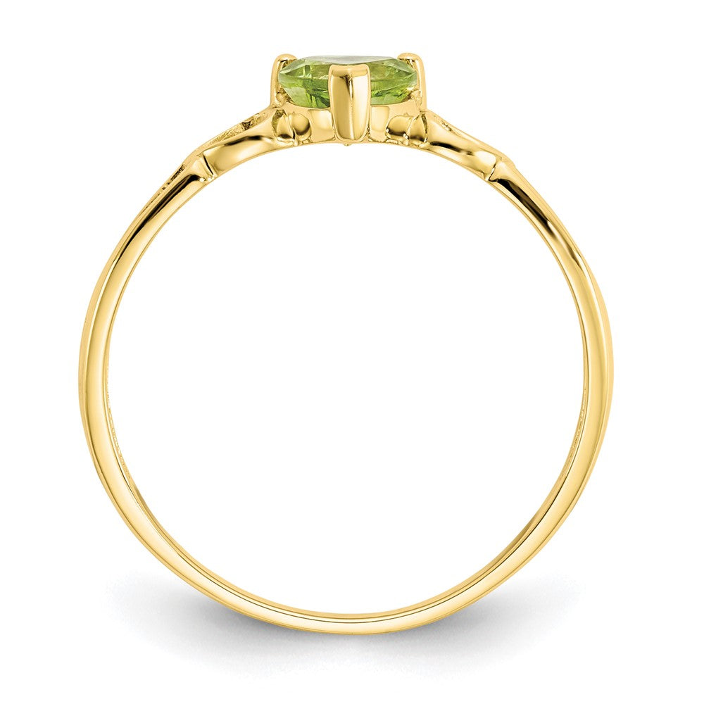 10K Gelbgold Ring mit poliertem, echtem Peridot-Geburtsstein
