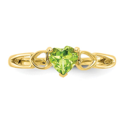 10K Gelbgold Ring mit poliertem, echtem Peridot-Geburtsstein