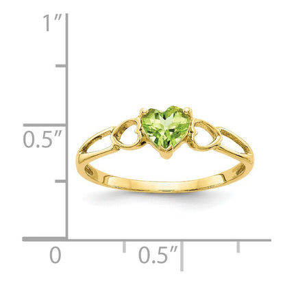 10K Gelbgold Ring mit poliertem, echtem Peridot-Geburtsstein