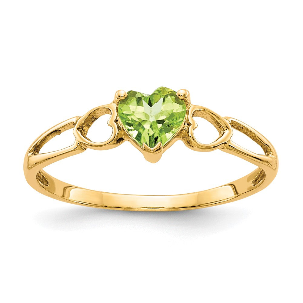 10K Gelbgold Ring mit poliertem, echtem Peridot-Geburtsstein