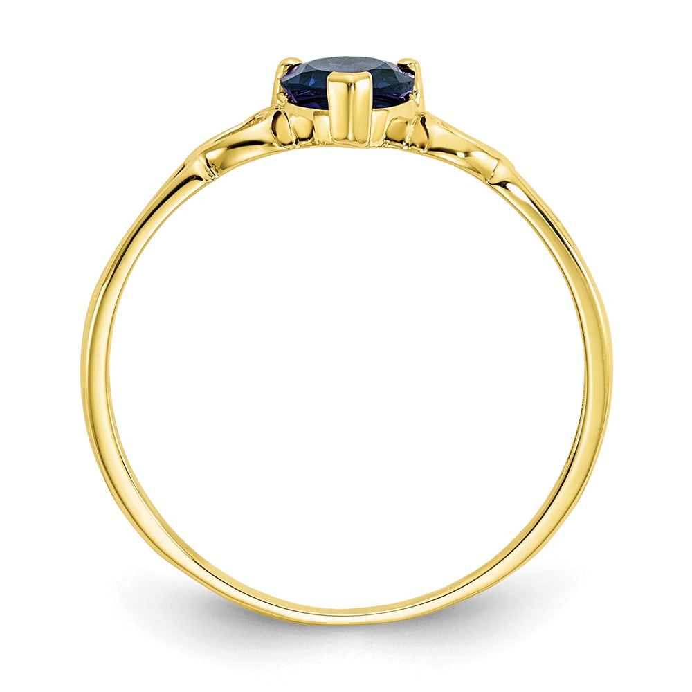 10K-Gelbgold-Ring, poliert, mit echtem Saphir-Geburtsstein