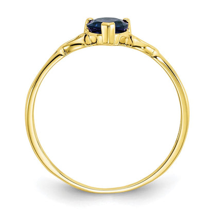 10K-Gelbgold-Ring, poliert, mit echtem Saphir-Geburtsstein