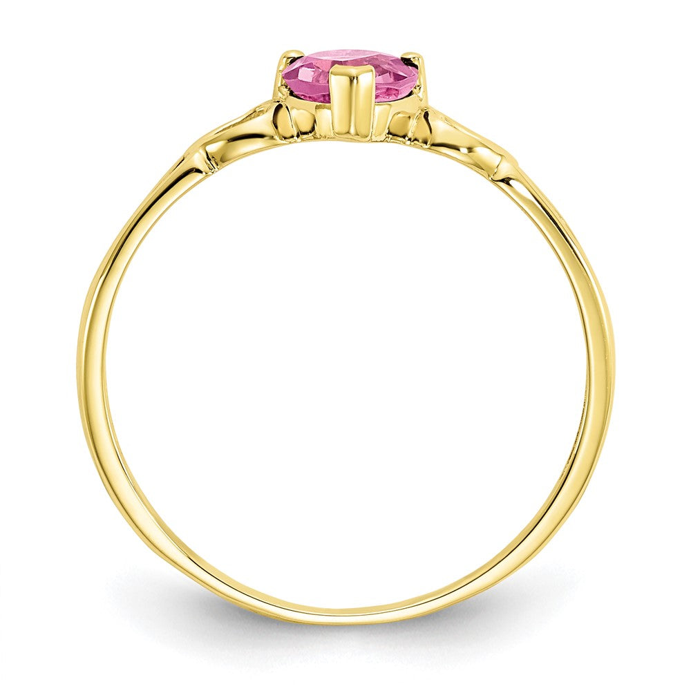 10K Gelbgold Ring mit Hochglanzpolitur und echtem Rosa Turmalin-Geburtsstein