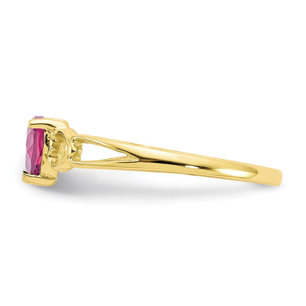 10K Gelbgold Ring mit Hochglanzpolitur und echtem Rosa Turmalin-Geburtsstein