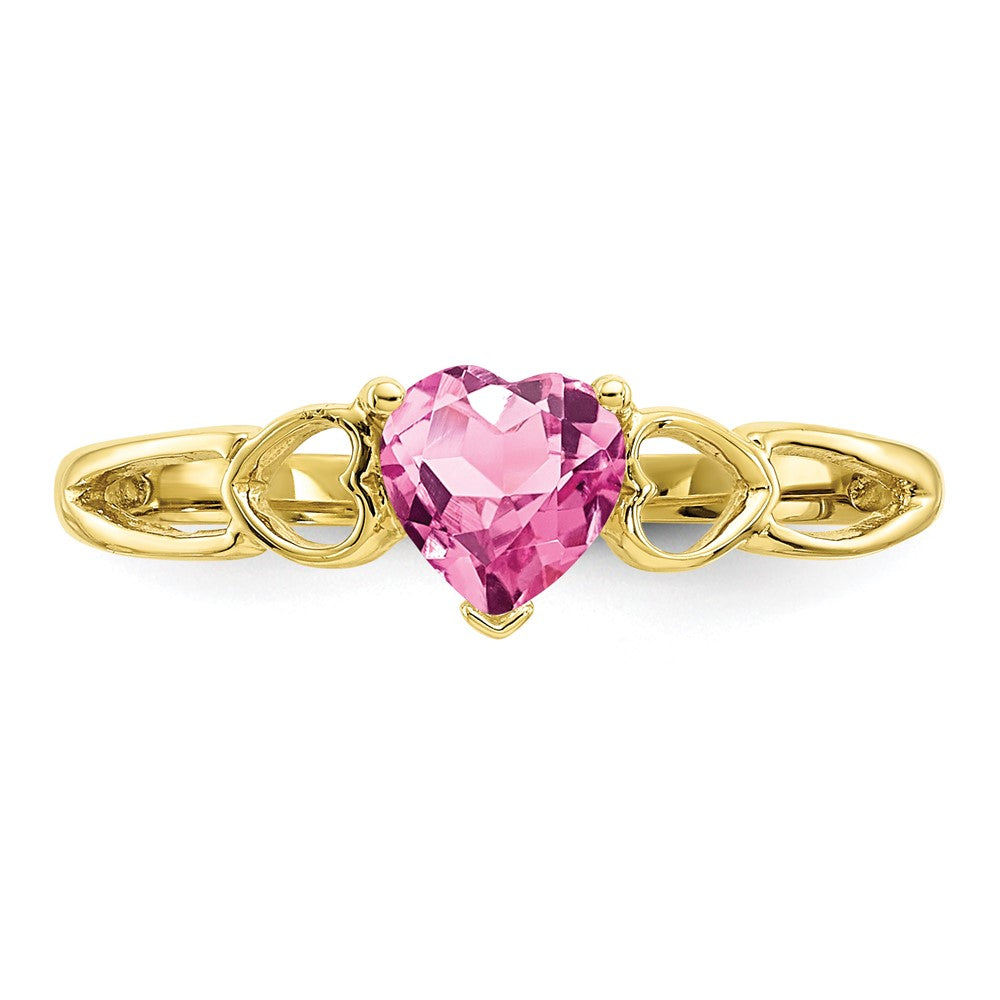 10K Gelbgold Ring mit Hochglanzpolitur und echtem Rosa Turmalin-Geburtsstein