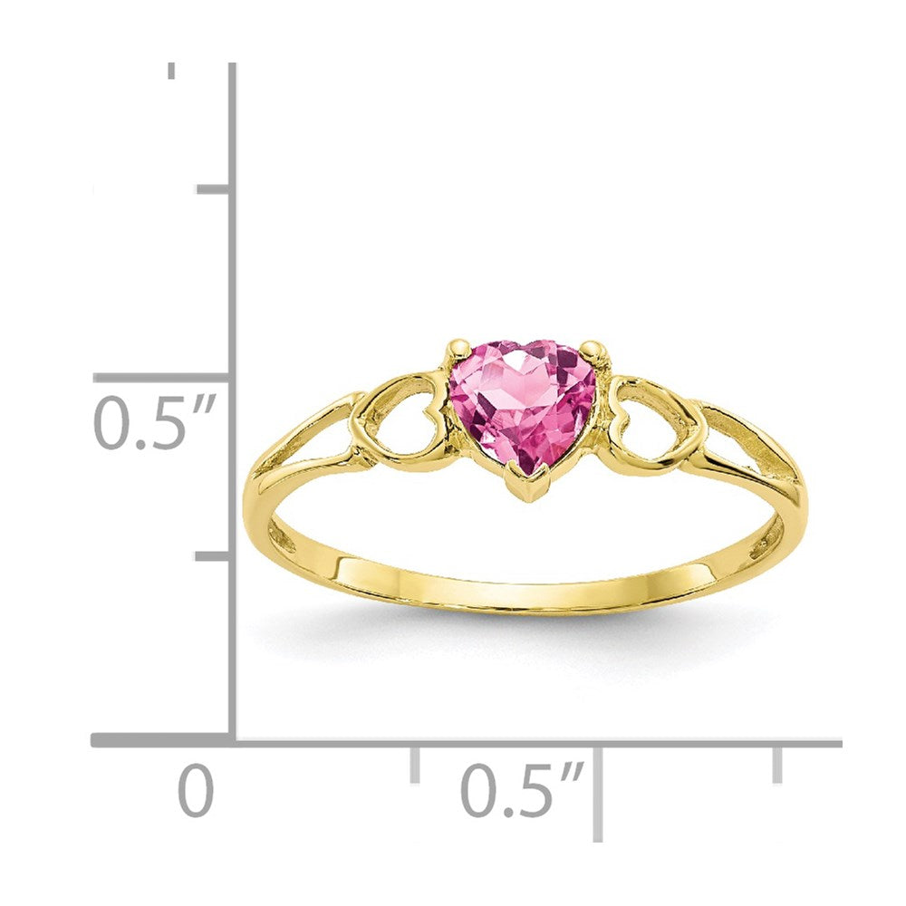 10K Gelbgold Ring mit Hochglanzpolitur und echtem Rosa Turmalin-Geburtsstein