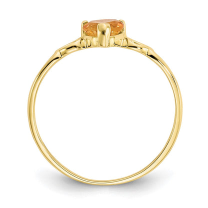10K Gelbgold polierter Ring mit echtem Citrin-Geburtsstein