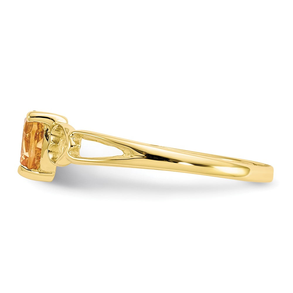 10K Gelbgold polierter Ring mit echtem Citrin-Geburtsstein