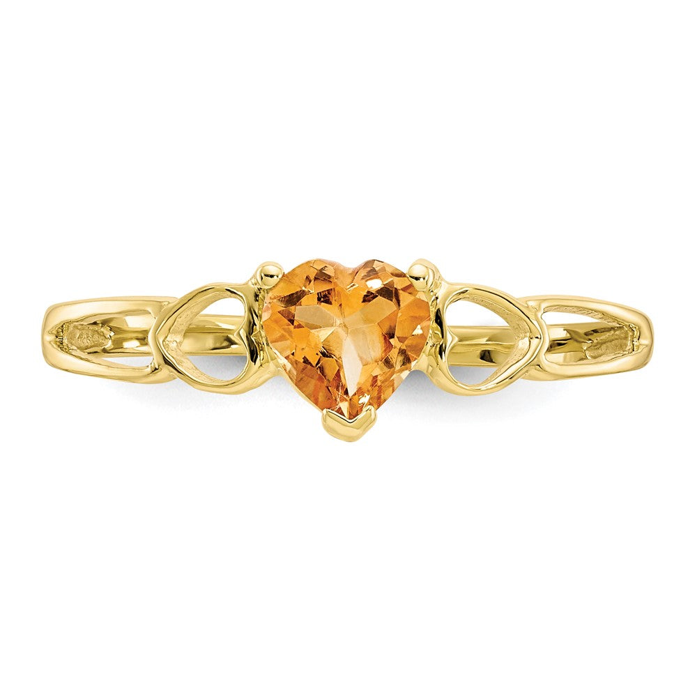 10K Gelbgold polierter Ring mit echtem Citrin-Geburtsstein