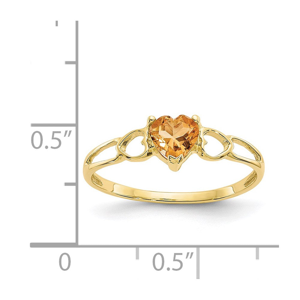 10K Gelbgold polierter Ring mit echtem Citrin-Geburtsstein