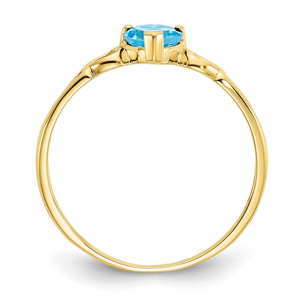 10K Gelbgold Ring mit poliertem echtem Blautopas-Geburtsstein