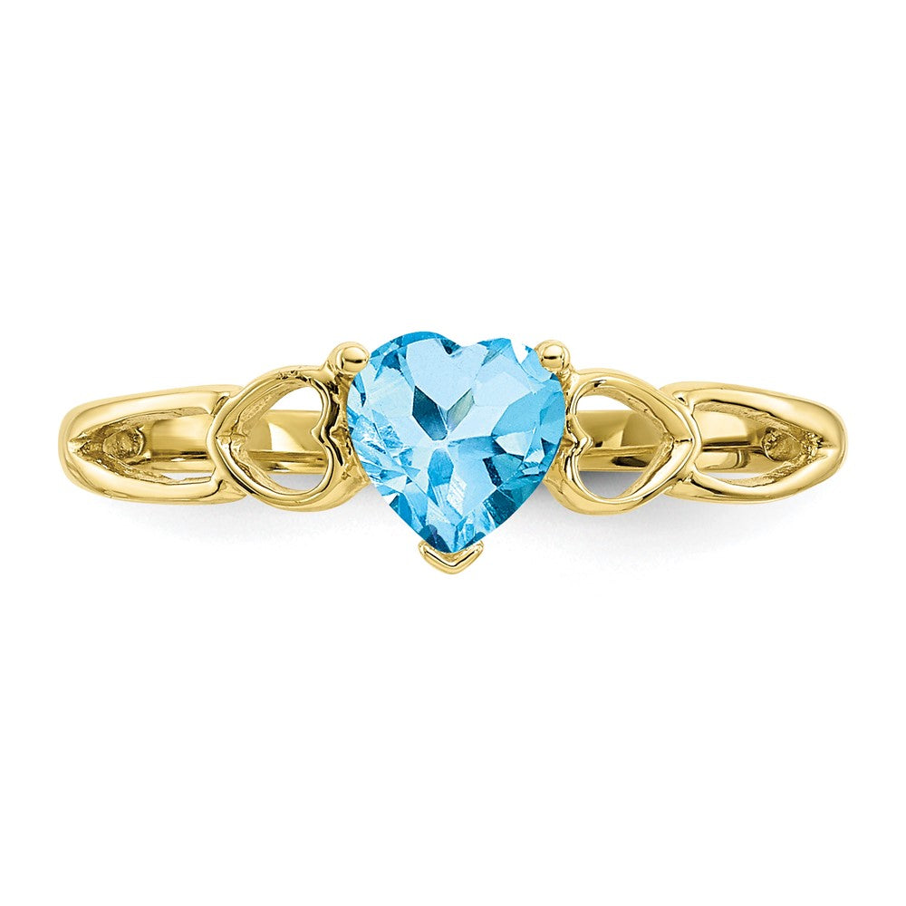 10K Gelbgold Ring mit poliertem echtem Blautopas-Geburtsstein