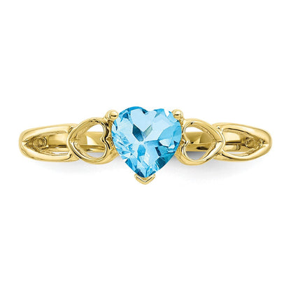 10K Gelbgold Ring mit poliertem echtem Blautopas-Geburtsstein