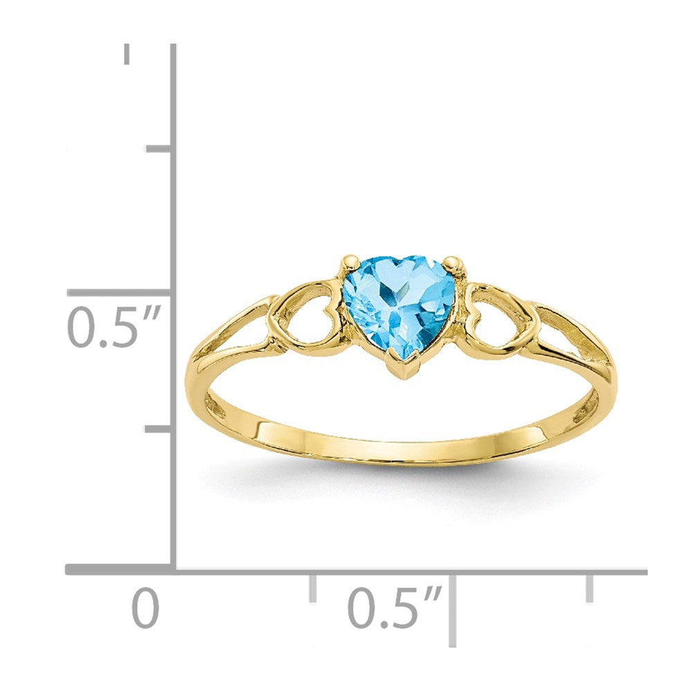 10K Gelbgold Ring mit poliertem echtem Blautopas-Geburtsstein