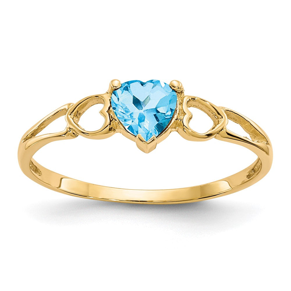 10K Gelbgold Ring mit poliertem echtem Blautopas-Geburtsstein