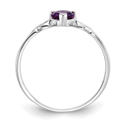 14K Weißgold Ring mit poliertem echtem Amethyst-Geburtsstein