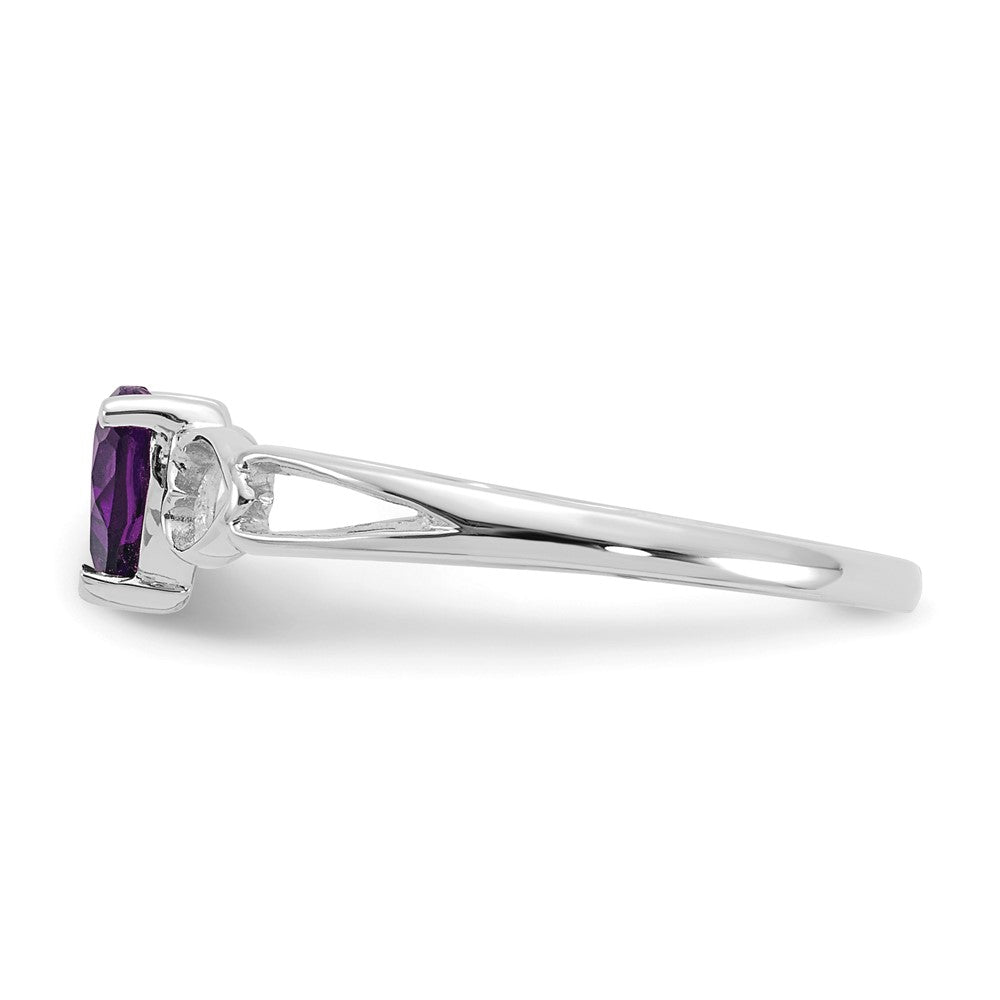 14K Weißgold Ring mit poliertem echtem Amethyst-Geburtsstein
