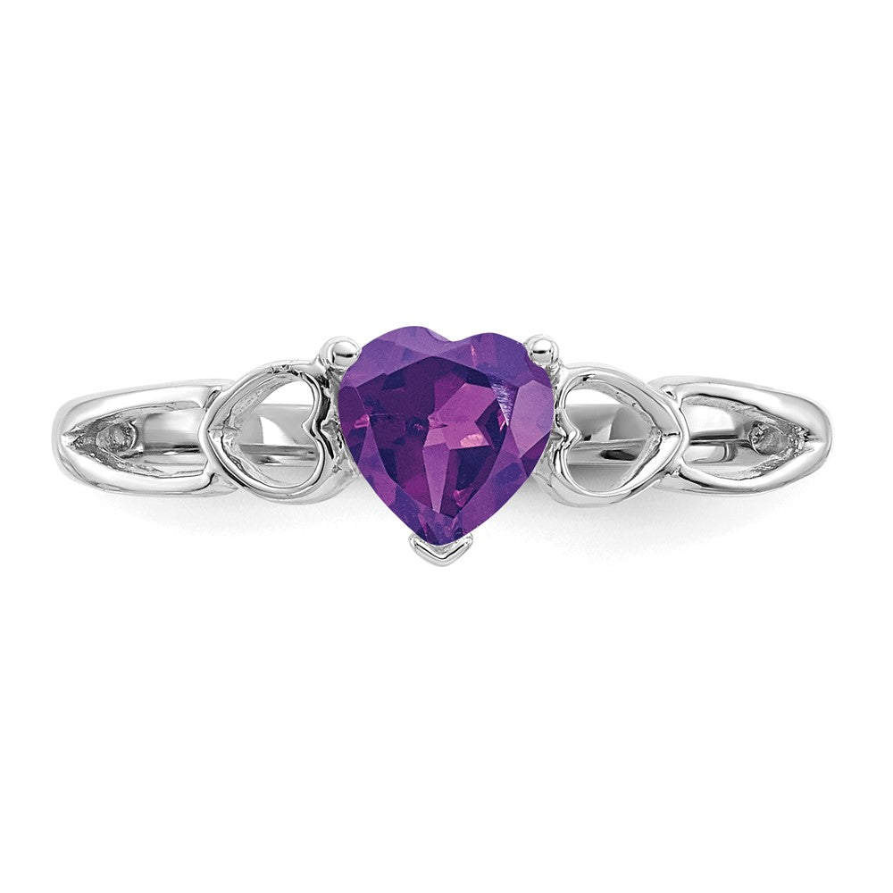 14K Weißgold Ring mit poliertem echtem Amethyst-Geburtsstein