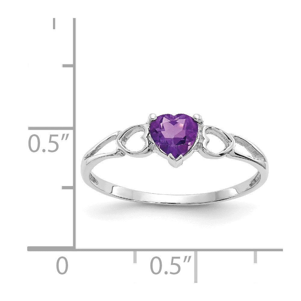 14K Weißgold Ring mit poliertem echtem Amethyst-Geburtsstein