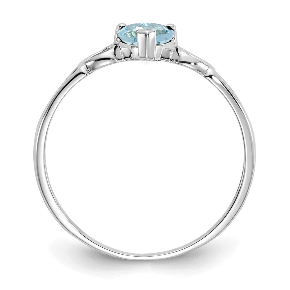 14K Weißgold Ring mit poliertem echtem Aquamarin-Geburtsstein