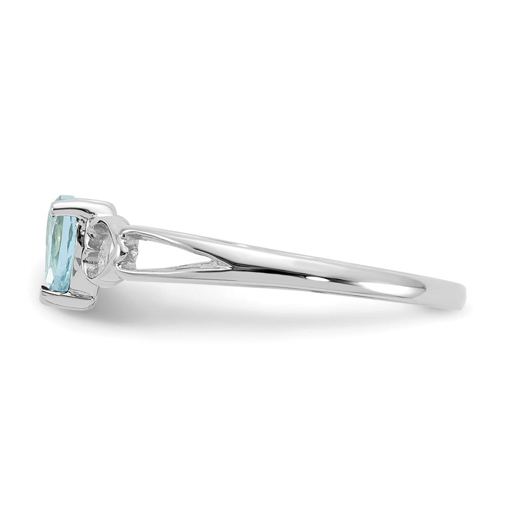 14K Weißgold Ring mit poliertem echtem Aquamarin-Geburtsstein