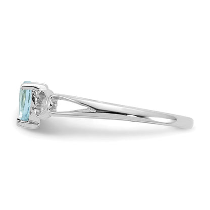 14K Weißgold Ring mit poliertem echtem Aquamarin-Geburtsstein