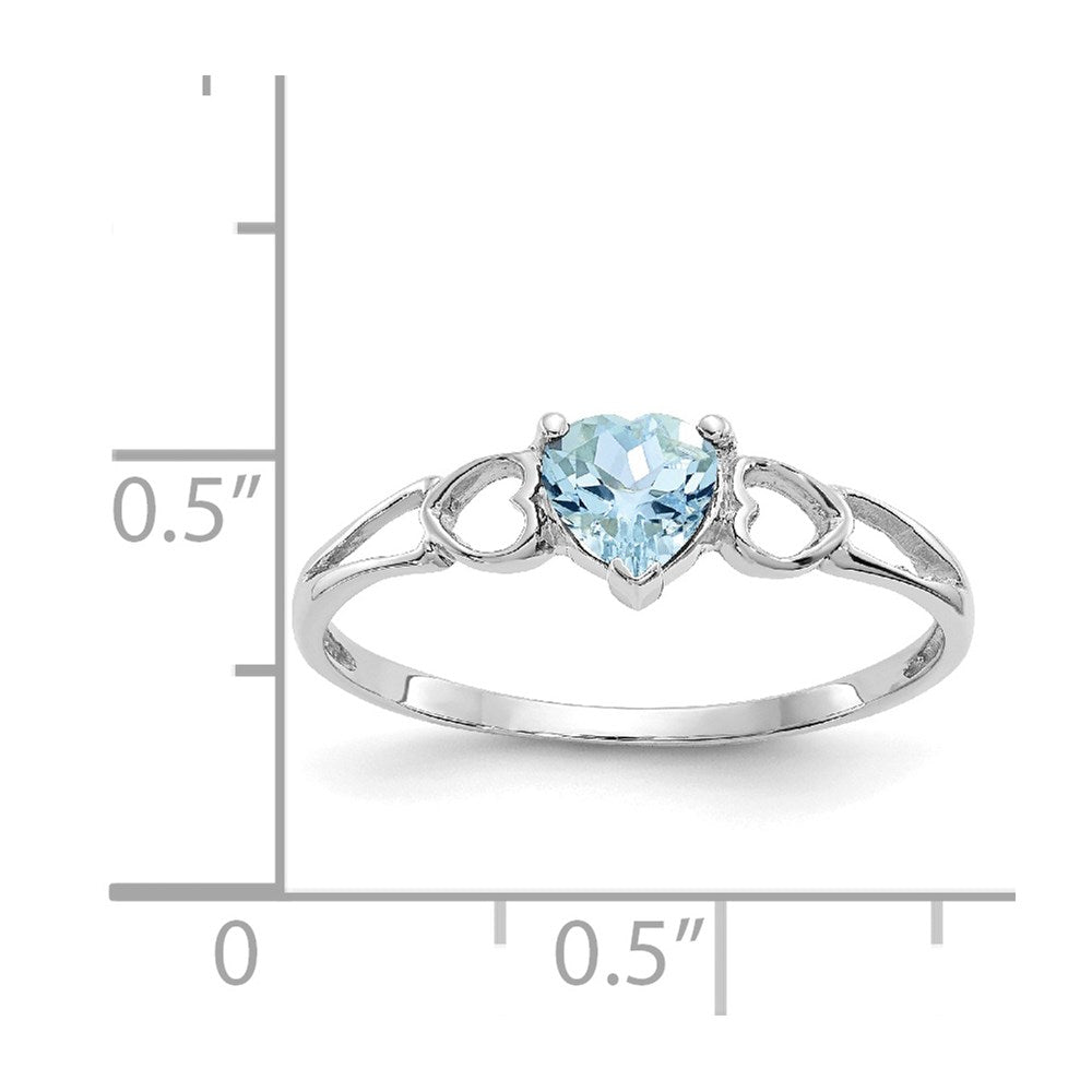 14K Weißgold Ring mit poliertem echtem Aquamarin-Geburtsstein