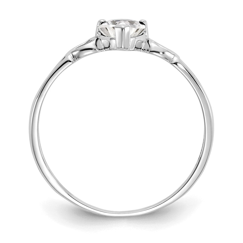 14K Weißgold Ring mit Politur und echtem Weißtopas-Geburtsstein