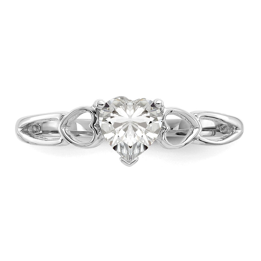14K Weißgold Ring mit Politur und echtem Weißtopas-Geburtsstein
