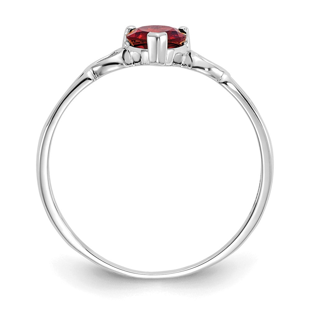 10K Weißgold Ring mit poliertem, echtem Rhodolith-Granat-Geburtsstein