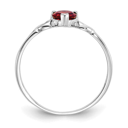 10K Weißgold Ring mit poliertem, echtem Rhodolith-Granat-Geburtsstein