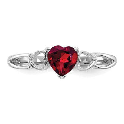 10K Weißgold Ring mit poliertem, echtem Rhodolith-Granat-Geburtsstein