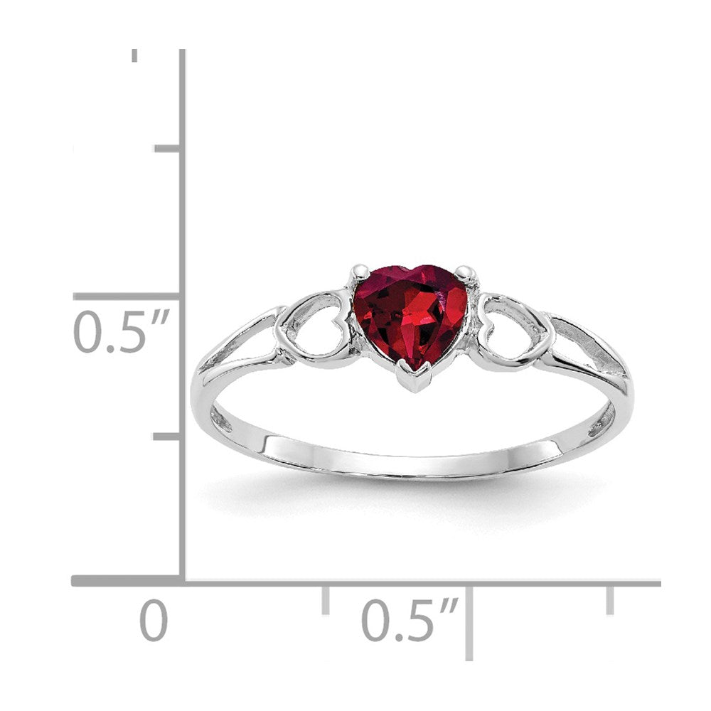 10K Weißgold Ring mit poliertem, echtem Rhodolith-Granat-Geburtsstein