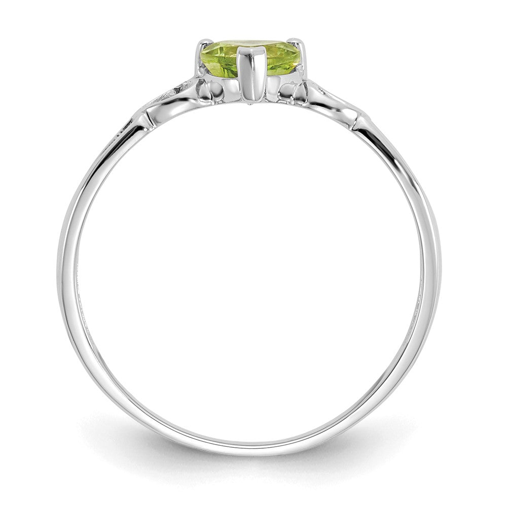 14K Weißgold Ring mit Peridot-Geburtsstein, poliert