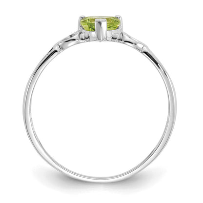 14K Weißgold Ring mit Peridot-Geburtsstein, poliert
