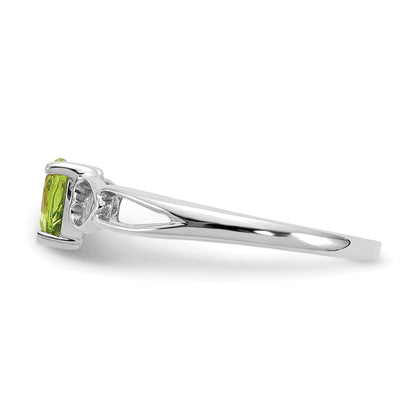 14K Weißgold Ring mit Peridot-Geburtsstein, poliert