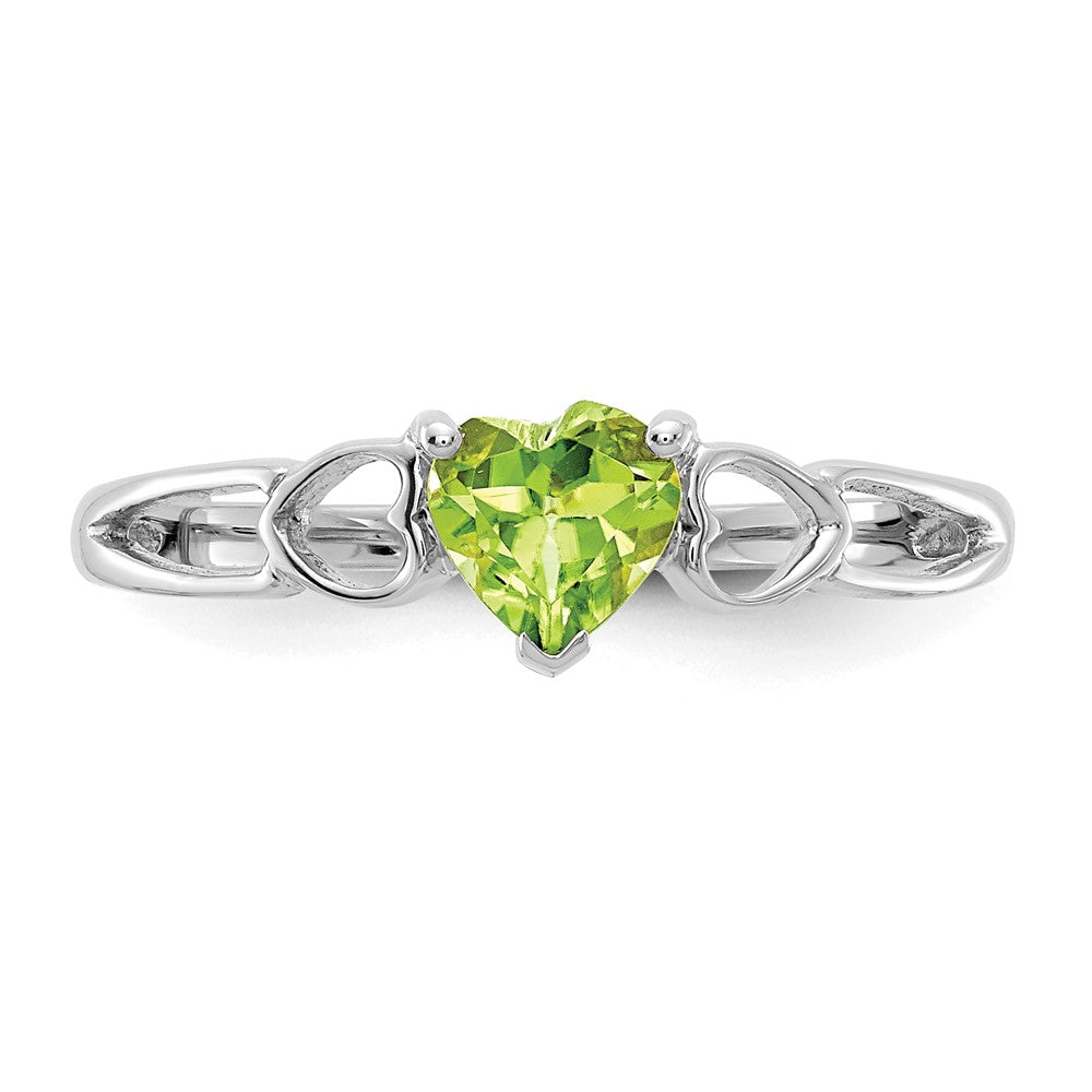 14K Weißgold Ring mit Peridot-Geburtsstein, poliert